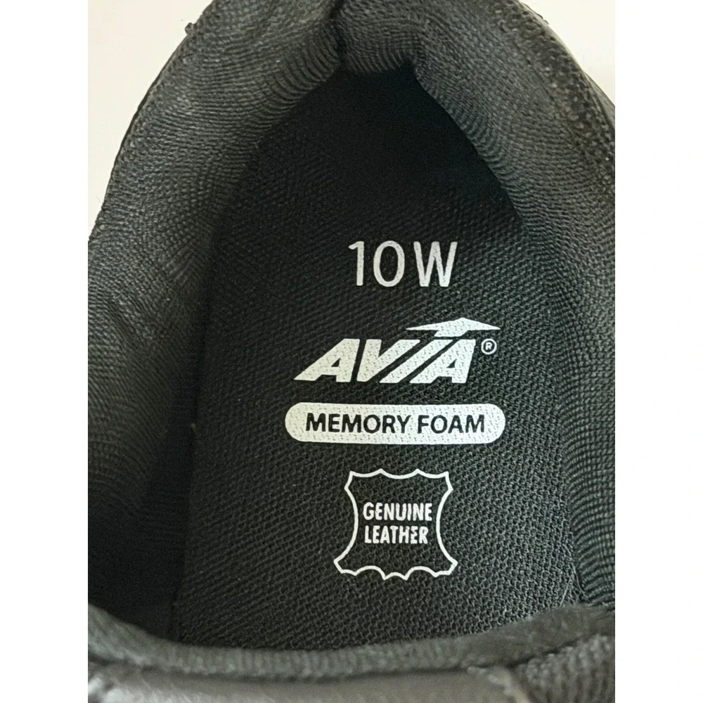 AVIA Men's Strap Black Leather Walking Shoes Memory Foam Insole 10W WIDE WIDTH